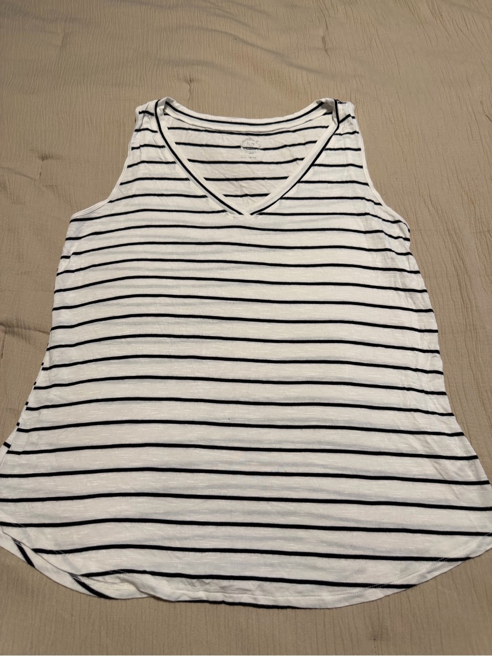 Maurice’s 24/7 Striped V-Neck Sleeveless Tank Top - White & Black